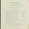 CHRISTMAS NIGHT DINNER AND PROGRAM [held by] HOTEL ALCAZAR [at] "ST. AUGUSTINE, FL" (HOTEL;)