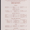 BREAKFAST [held by] NORTHERN STEAMSHIP COMPANY [at] STEAMSHIP NORTH WEST (SS)