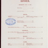 DINNER [held by] NORTHERN STEAMSHIP COMPANY [at] STEAMSHIP NORTH WEST (SS)