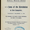 ANNUAL WINTER DINNER, CENTENNIAL OF DEATH OF GEORGE WASHINGTON AND 125TH ANNINVERSARY OF CAPTURE OF FORT WILLIAM AND MARY IN PORTSMOUTH HARBOR [held by] SONS OF THE REVOLUTION IN NEW HAMPSHIRE [at] "EAGLE HOTEL, CONCORD, NH" (HOTEL;)
