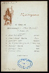 DINNER [held by] HAMBURG-AMERIKA LINIE [at] ENROUTE  ABOARD SCHNELLDAMPFER (EXPRESS-STEAMER) FURST BISMARCK (SS;)
