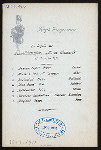 DINNER [held by] HAMBURG-AMERIKA LINIE [at] ENROUTE  ABOARD SCHNELLDAMPFER (EXPRESS-STEAMER) FURST BISMARCK (SS;)