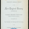 TWENTIETH ANNUAL DINNER [held by] NEW ENGLAND SOCIETY IN BROOKLYN [at] "BROOKLYN, NY"