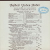 BILL OF FARE [held by] UNITED STATES HOTEL [at] "NEW YORK, NY" (HOTEL;)