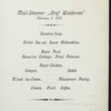 DINNER [held by] HAMBURG-AMERIKA LINIE [at] ABOARD MAIL-STEAMER WALDERSEE (SS;)