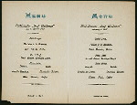 DINNER [held by] HAMBURG-AMERIKA LINIE [at] "ON BOARD MAIL-STEAMER ""GRAF WALDERSEE""" (SS)