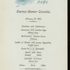 DINNER [held by] HAMBURG-AMERIKA LINIE [at] "SCHNELLDAMPFER ""COLUMBIA""" (SS;)