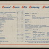 LUNCHEON [held by] CUNARD LINE [at] EN ROUTE ON BOARD R.M.S. CAMPANIA (SS;)