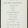 DINNER [held by] HAMBURG AMERIKA LINIE [at] SCHNELLDAMPFER (EXPRESS STEAMER) AUGUST VICTORIA (SS;)