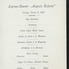 DINNER] [held by] HAMBURG AMERIKA LINIE [at] SCHNELLDAMPFER (EXPRESS STEAMER) AUGUST VICTORIA (SS;)