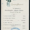 DINNER] [held by] HAMBURG AMERIKA LINIE [at] SCHNELLDAMPFER (EXPRESS STEAMER) AUGUST VICTORIA (SS;)