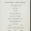 DINNER] [held by] HAMBURG AMERIKA LINIE [at] SCHNELLDAMPFER (EXPRESS STEAMER) AUGUST VICTORIA (SS;)