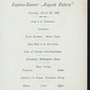 DINNER [held by] HAMBURG-AMERIKA LINIE [at] "SCHNELLDAMPFER ""AUGUSTE VICTORIA""" (SS;)