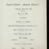 DINNER [held by] HAMBURG-AMERIKA LINIE [at] "SCHNELLDAMPFER ""AUGUSTE VICTORIA""" (SS;)