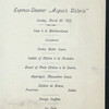 DINNER [held by] HAMBURG-AMERIKA LINIE [at] "SCHNELLDAMPFER ""AUGUSTE VICTORIA""" (SS;)