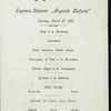 DINNER [held by] HAMBURG-AMERIKA LINIE [at] EN ROUTE ABOARD SCNELLDAMPFER (EXPRESS STEAMER) AUGUSTE VICTORIA (SS;)