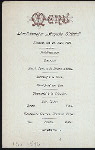 DINNER [held by] HAMBURG-AMERIKA LINIE [at] EN ROUTE ABOARD SCNELLDAMPFER (EXPRESS STEAMER) AUGUSTE VICTORIA (SS;)