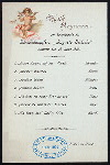 DINNER [held by] HAMBURG-AMERIKA LINIE [at] EN ROUTE ABOARD SCNELLDAMPFER (EXPRESS STEAMER) AUGUSTE VICTORIA (SS;)