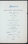 DINNER [held by] HAMBURG-AMERIKA LINIE [at] EN ROUTE ABOARD SCNELLDAMPFER (EXPRESS STEAMER) AUGUSTE VICTORIA (SS;)