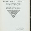 COMPLIMENTARY DINNER TO WRIGHT D. P0WNALL, GRAND MASTER OF MASONS IN THE STATE OF NEW YORK [held by] GRAND LODGE OFFICERS OF THE METROPOLITAN DISTICT [NY] [at] "HOTEL SAVOY, [NY]" (HOTEL;)