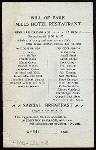 DINNER [held by] MILLS HOTEL [at] BLEECKER ST. NY (REST;)