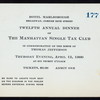 TWELFTH ANNUAL DINNER IN MEMMORY OF THOMAS JEFFERSON [held by] MANHATTAN SINGLE TAX CLUB [at] HOTEL MARLBOROUGH (HOTEL;)