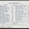 COMPLETE MENU [held by] GUNTHER'S [at] "CHICAGO, IL." (REST;)