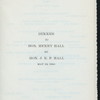 DINNER TO HON.HENRY HALL [held by] HON.J.K.P.HALL [at] "COCHRAN HOTEL, WASH.D.C." (HOTEL)