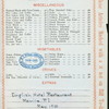 DAILY MENU [held by] ENGLISH HOTEL RESTAURANT [at] "MANILA, P.I." (REST;)