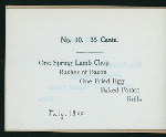 BREAKFAST [held by] CROSBY'S RESTAURANT [at] "19 SCHOOL STREET, BOSTON, [MA];" (REST;)