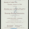 NINTH ANNUAL LAWN PARTY [held by] SARATOGY RACING ASSOCIATION [at] "SARATOGA, NY" (OTHER (PRIVATE CLUB);)