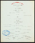 DINNER [held by] TOYO KISEN KAISHA [at] "SS: ""HONG KONG MARU""" (SS;)