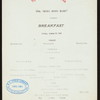 BREAKFAST [held by] TOYO KISEN KAISHA [at] EN ROUTE ABOARD HONG KONG MARU (SS;)