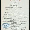 DINNER [held by] TOYO KISEN KAISHA [at] EN ROUTE ABOARD SS HONG KONG MARU (SS;)