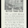 DINNER [held by] MILLS HOTEL RESTAURANT [at] "BLEECKER, THOMPSON AND SULLIVAN STREETS, [NEW YORK]" (REST;)