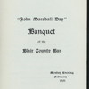 BANQUET FOR JOHN MARSHALL DAY [held by] BLAIR COUNTY BAR [at] "LOGAN HOUSE,ALTOONA,PA" (HOTEL;)