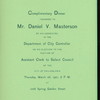 DINNER TO DANIEL V. MASTERSON [held by] DEPARTMENT OF CITY CONTROLLER [at] "1206 SPRING GARDEN STREET,[PHILADELPHIA,PA?]"