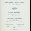 DINNER [held by] HAMBURG-AMERIKA LINIE [at] SS AUGUSTE VICTORIA (SS;)