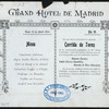 DINER [held by] GRAND HOTEL DE MADRID [at] "SALLE A MANGER, GRAND HOTEL, MADRID, SPAIN" (HOTEL;)