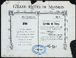 DINER [held by] GRAND HOTEL DE MADRID [at] "SALLE A MANGER, GRAND HOTEL, MADRID, SPAIN" (HOTEL;)