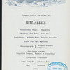 DINNER [held by] NORDDEUTSCHER LLOYD  BREMEN [at] EN ROUTE ABOARD DAMPFER LAHN (SS;)