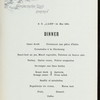 DINNER [held by] NORDDEUTSCHER LLOYD  BREMEN [at] EN ROUTE ABOARD DAMPFER LAHN (SS;)