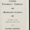 LUNCH [held by] CITIZENS'STEAMBOAT COMPANY [at] "STEAMER SARATOGA,TROY LINE" (SS;)