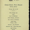 DINNER [held by] HAMBURG-AMERIKA LINIE - EXPRWSS-STEAMER FURST BISMARCK [at] EN ROUTE (SS)