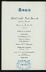 DINNER [held by] HAMBURG-AMERIKA LINIE [at] EN ROUTE ABOARD EXPRESS STEAMER FURST BISMARCK (SS;)