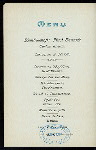 DINNER [held by] HAMBURG-AMERIKA LINIE [at] EN ROUTE ABOARD EXPRESS STEAMER FURST BISMARCK (SS;)