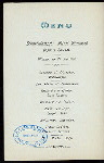 DINNER [held by] HAMBURG-AMERIKA LINIE [at] EN ROUTE ABOARD EXPRESS STEAMER FURST BISMARCK (SS;)