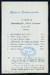 DINNER [held by] HAMBURG-AMERIKA LINIE [at] EN ROUTE ABOARD EXPRESS STEAMER FURST BISMARCK (SS;)