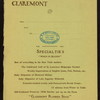 DAILY MENU [held by] CLAREMONT HOTEL [at] "RIVERSIDE DRIVE, NY" (HOTEL)