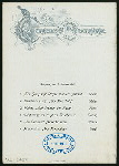 DINNER [held by] NORDDEUTSCHER LLOYD BREMEN [at] "DAMPFER ""KRONPRINZ WILHLEM""" (SS;)
